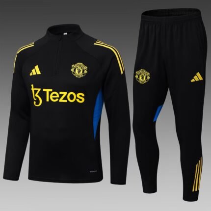 2025/2026 Manchester United Half-Pull Training Suit Black Football Shirt 1:1 Thai Quality Set