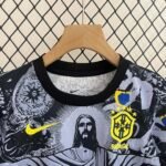 2024 Brazil Special Edition Jesus Black Gray Soccer Jersey Kids Size - Image 3