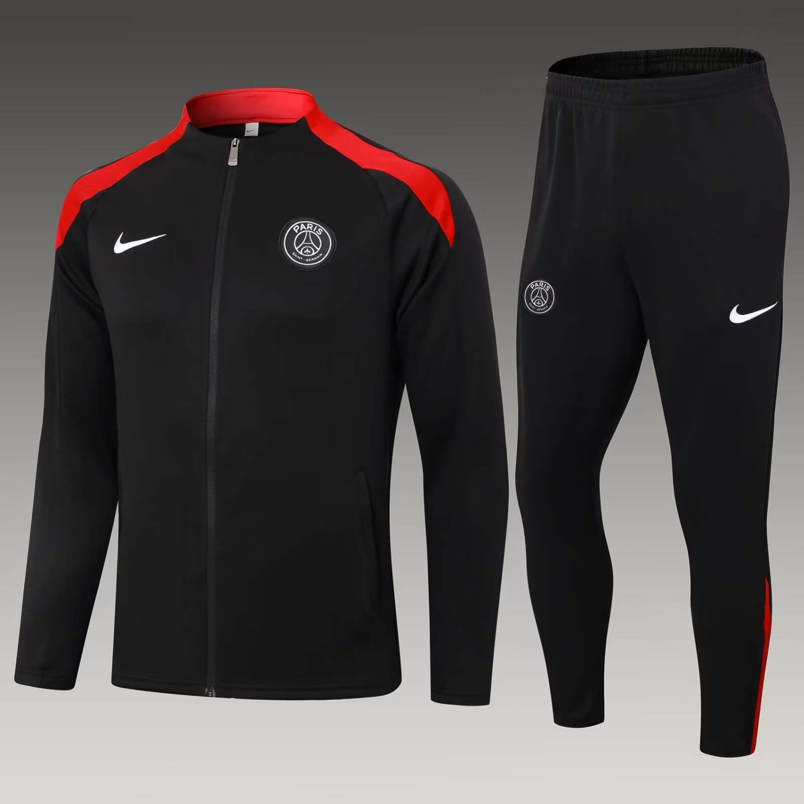 235407e0488cda78109d950fbfe28b63-1 2024/2025 Psg Paris Saint-Germain Long Zipped Jacket Black Set - Image 1