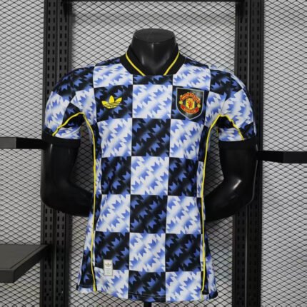 2025/2026 Player Version Manchester United Special Edition Blue White Checkered Football Shirt 1:1 Thai Quality