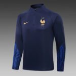 2022 France Half-Pull Training Suit Royal Blue Football Shirt Set - Image 3