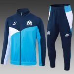 2024/2025 Olympique de Marseille Long Zip Jacket Sky blue and Royal Blue Football Jersey Set