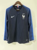 2018 Retro France Home Blue Long Sleeve Soccer Jersey AAA