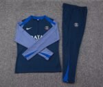 2025/2026 Psg Paris Saint-Germain Half-Pull Training Suit Navy Blue Gray Sleeves Football Shirt 1:1 Thai Quality Set - Image 7