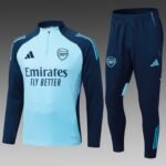 2025/2026 Arsenal Half-Pull Training Suit Light Blue Football Shirt 1:1 Thai Quality Set
