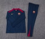 2025/2026 Barcelona Long Zipped Jacket Royal Blue Jersey Set - Image 7
