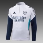 2025/2026 Arsenal Half-Pull Training Suit Light Gray Football Shirt 1:1 Thai Quality Set - Image 3