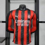 2025/2026 Player Version Long Sleeve AC Milan Home Soccer Jersey 1:1 Thai Quality
