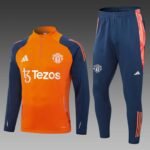 2024/2025 Manchester United Half-Pull Training Suit Orange Football Shirt 1:1 Thai Quality Set