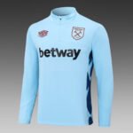 2023/2024 West Ham United Half-Pull Training Suit Light Blue Football Shirt 1:1 Thai Quality Set - Image 3