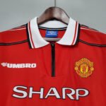 1998-1999 Retro Long Sleeve Manchester United Home Football Shirt 1:1 Thai Quality - Image 3