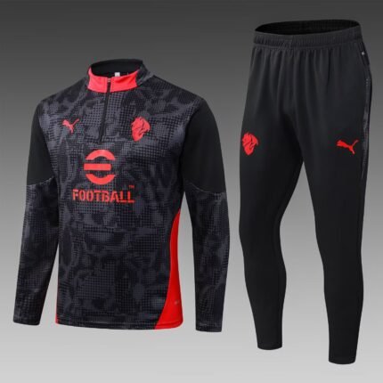 2025/2026 AC Milan Half-Pull Training Suit Black Soccer Jersey 1:1 Thai Quality Set