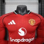 2025/2026 Player Version Long Sleeve Manchester United Home Football Shirt 1:1 Thai Quality - Image 3