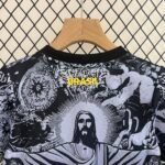 2024 Brazil Special Edition Jesus Black Gray Soccer Jersey Kids Size - Image 4