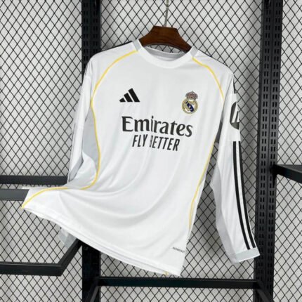 2025/2026 Long Sleeve Real Madrid Home Football Shirt1:1 Thai Quality