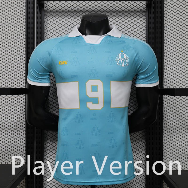 9ad0e4a3 Player Retro version 2026-27 Olympique de Marseille Blue Soccer Jersey AAA - Image 1