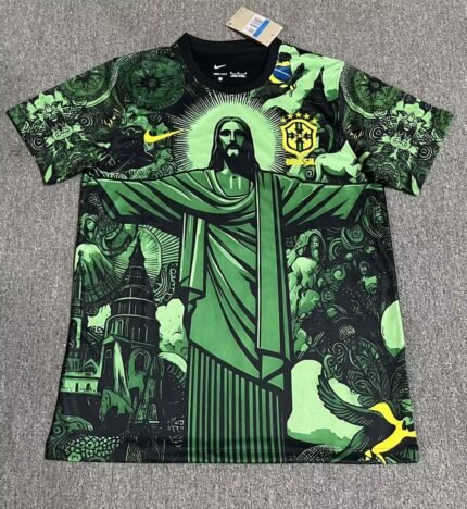 2025 Brazil Special Edition Jesus Black Green Football Shirt 1:1 Thai Quality