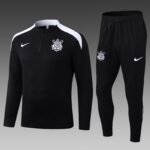 2025/2026 Corinthians Paulista Half-Pull Training Suit Black Football Shirt 1:1 Thai Quality Set