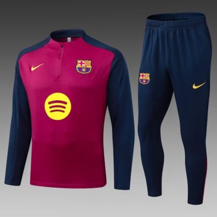 2025/2026 Barcelona Half-Pull Training Suit Brown Red Jersey Set