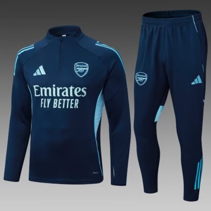 2025/2026 Arsenal Half-Pull Training Suit Royal Blue Football Shirt 1:1 Thai Quality Set
