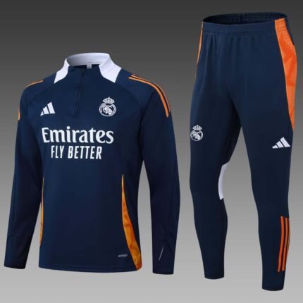 2025/2026 Real Madrid Half-Pull Training Suit Royal blue Football Shirt 1:1 Thai Quality Set