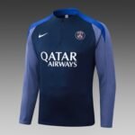 2025/2026 Psg Paris Saint-Germain Half-Pull Training Suit Navy Blue Gray Sleeves Football Shirt 1:1 Thai Quality Set - Image 3