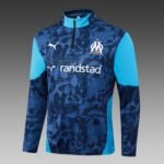 2025/2026 Olympique de Marseille Half-Pull Training Suit Blue-Black Football Jersey Set - Image 3