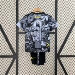 2024 Brazil Special Edition Jesus Black Gray Soccer Jersey Kids Size - Image 2