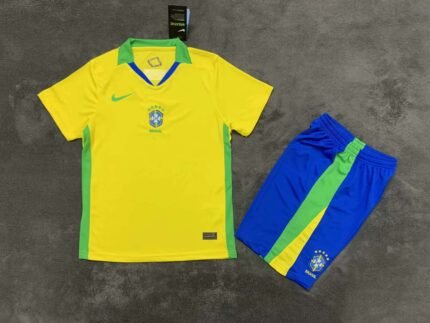 2025 Brazil Home Football Shirt 1:1 Thai Quality Kids Size