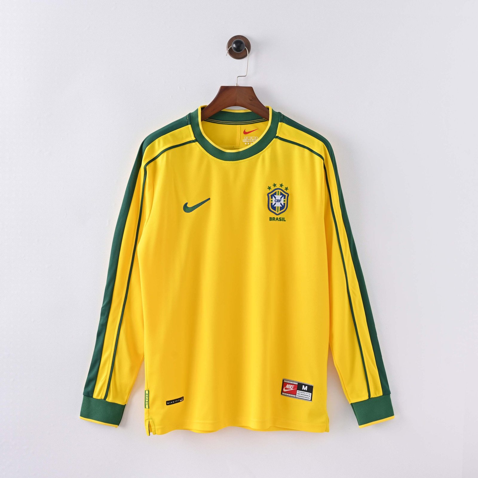 ba95690273188fea582205836775c1ab-1 1998 Retro Long Sleeve Brazil Home Football Shirt 1:1 Thai Quality - Image 1