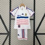 1998 Retro France Away White Kids/Youth Soccer Uniform