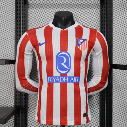 2025/2026 Player Version Long Sleeve Atletico Madrid Home Football Shirt 1:1 Thai Quality