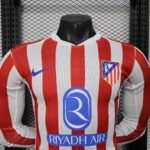 2025/2026 Player Version Long Sleeve Atletico Madrid Home Football Shirt 1:1 Thai Quality - Image 3