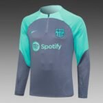 2023/2024 Barcelona Half-Pull Training Suit Green-Gray Jersey Set - Image 3