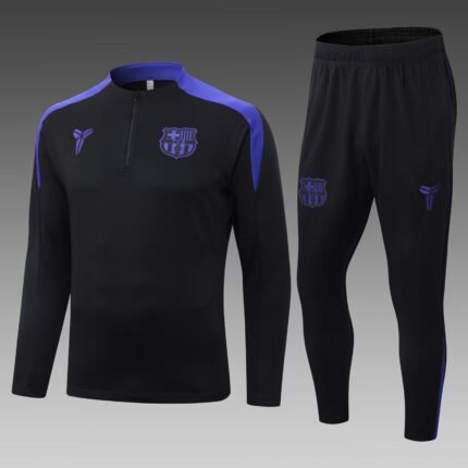 2025/2026 Barcelona Half-Pull Training Suit Black Jersey Set