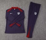 2024 England Half-Pull Training Suit Purple Soccer Jersey Set - Image 3