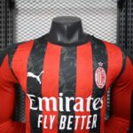 2025/2026 Player Version Long Sleeve AC Milan Home Soccer Jersey 1:1 Thai Quality - Image 3