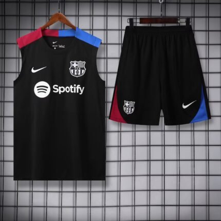 2024/2025 Barcelona Sleeveless Training Wear Black Set Football Shirt 1:1 Thai Quality