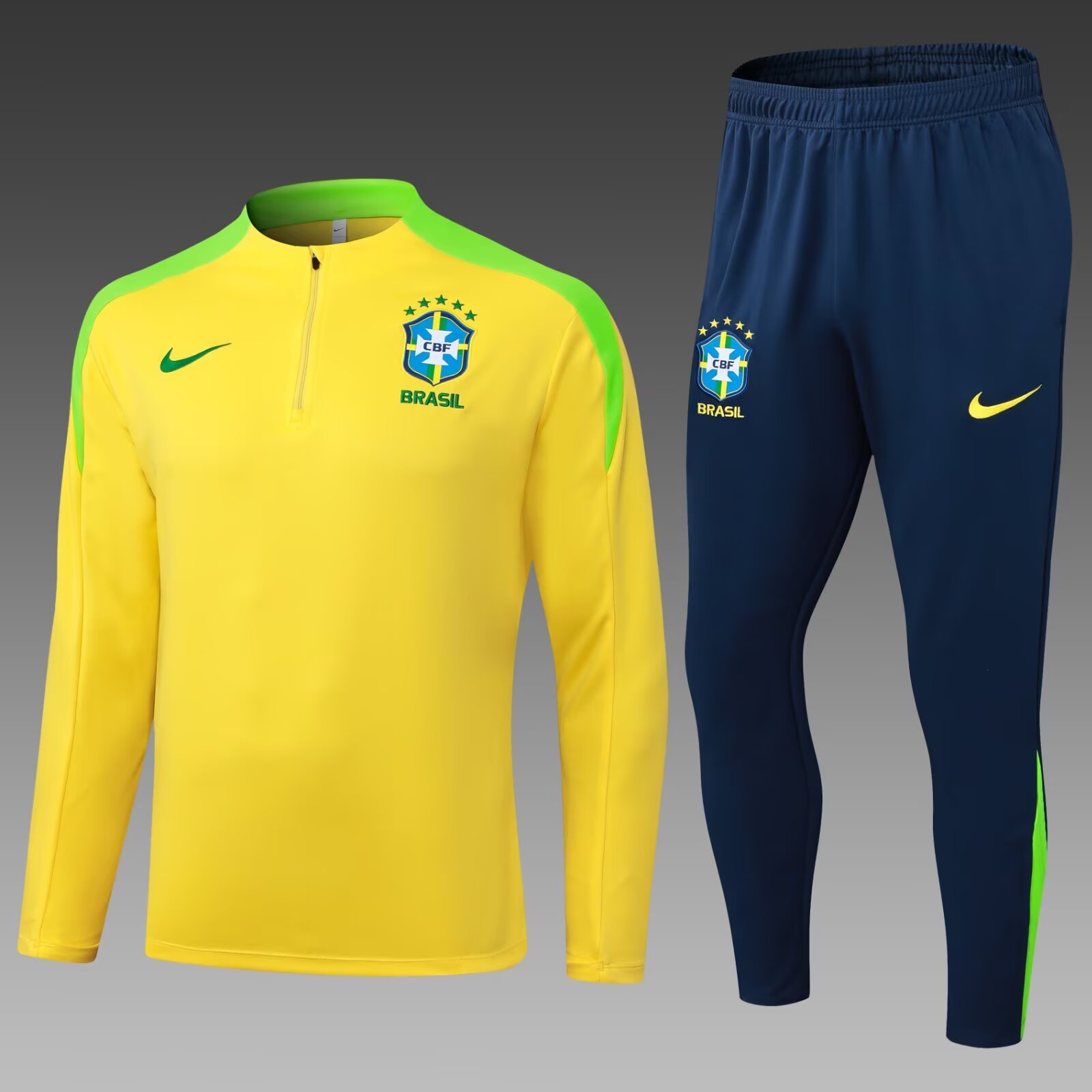 d6f4dea530effc4928ab942dc208a9a1 2025 Brazil Half-Pull Training Suit Yellow Football Shirt 1:1 Thai Quality Set - Image 1