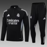 2025/2026 Real Madrid Half-Pull Training Suit Black Football Shirt 1:1 Thai Quality Set