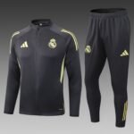 2025/2026 Real Madrid Long Zipped Jacket Dark Gray Football Shirt Set