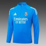 2025/2026 Real Madrid Half-Pull Training Suit Bright Blue Football Shirt Set - Image 3