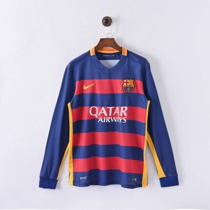 2015/2016 Retro Long Sleeve Barcelona Home Football Shirt 1:1 Thai Quality