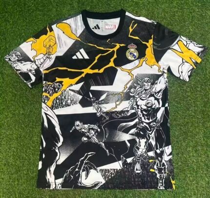 2025/2026 Real Madrid Marvel Co-Branded Edition Black-White Football Shirt 1:1 Thai Quality