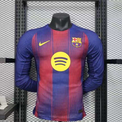 2025/2026 Player Version Long Sleeve Barcelona Home Football Shirt 1:1 Thai Quality