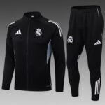 2025/2026 Real Madrid Long Zipped Jacket Black Football Shirt Set