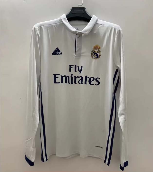 f8d47815c0b6dc2f8eee3d15178aa794 2016/2017 Retro Long Sleeve Real Madrid Home Football Shirt1:1 Thai Quality - Image 1