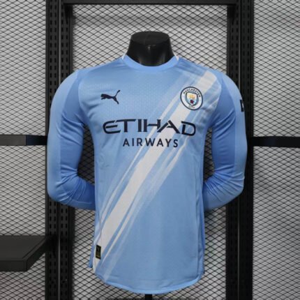 2025/2026 Player Version Long Sleeve Manchester City Home Football Shirt 1:1 Thai Quality