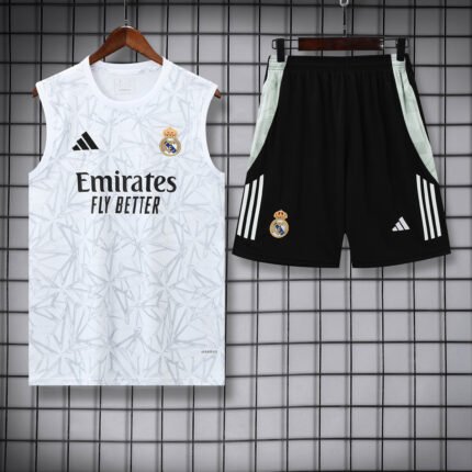 2025/2026 Real Madrid Sleeveless Training Wear Set White Football Shirt 1:1 Thai Quality