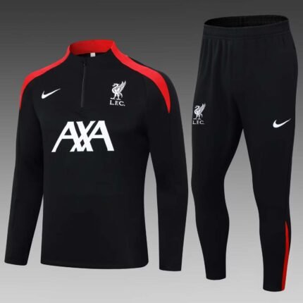 2024/2025 Liverpool Half-Pull Training Suit Black Jersey 1:1 Thai Quality Set